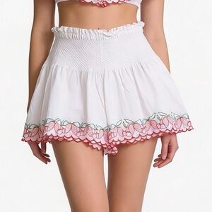 JOIE Strawberry Embroidered 2 Pack Smocked Sleep Shorts NEW